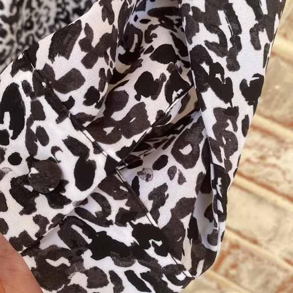 Evri Black and White Leopard Print Popover Blouse - Picture 5 of 9